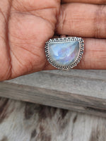 Boho Statement Ring -Rainbow Moonstone Sterling Silver Ring-Hand Crafted Bohemian Ring-Bohemian Ring-Rainbow moonstone Ring -Rings -Gift for