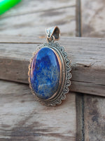 Handmade Lapis Pendant of Solid 925 Sterling Silver, Beautiful Lapis Pendant, Boho Pendant Gift for her