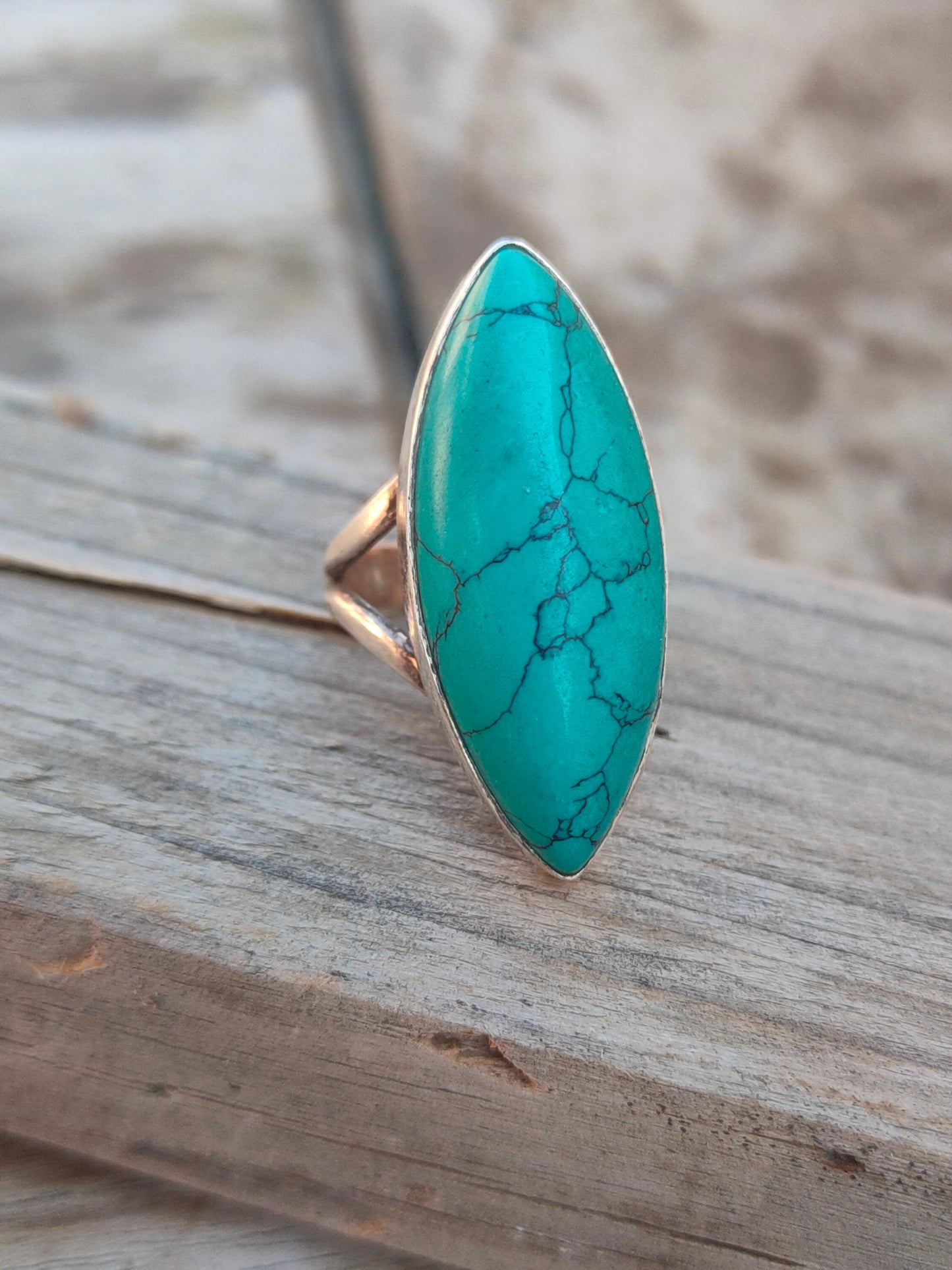 Turquoise Boho  Ring - Turquoise Sterling Silver Ring - Hand Crafted Bohemian Ring-Bohemian Ring - Turquoise - Rings -Gift for - bohemian