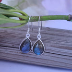 Labradorite Sterling Silver Handmade Earring | Labradorite Stone | Daily Wearable Earrings in Teardrop Shape - Earrings -  Gift for Her