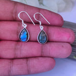 Labradorite Sterling Silver Handmade Earring | Labradorite Stone | Daily Wearable Earrings in Teardrop Shape - Earrings -  Gift for Her