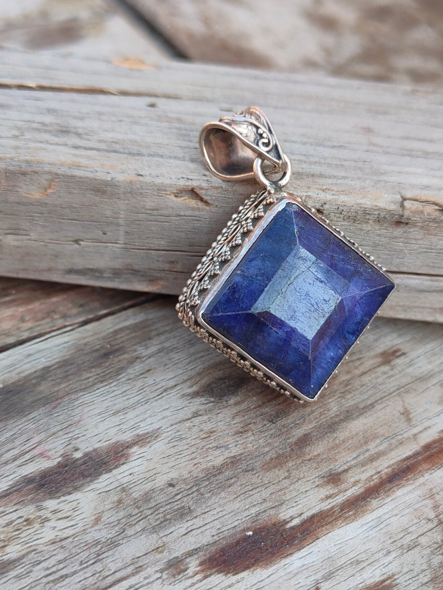 Handmade Lapis Pendant of Solid 925 Sterling Silver, Beautiful Lapis Pendant, Boho Pendant Gift for her