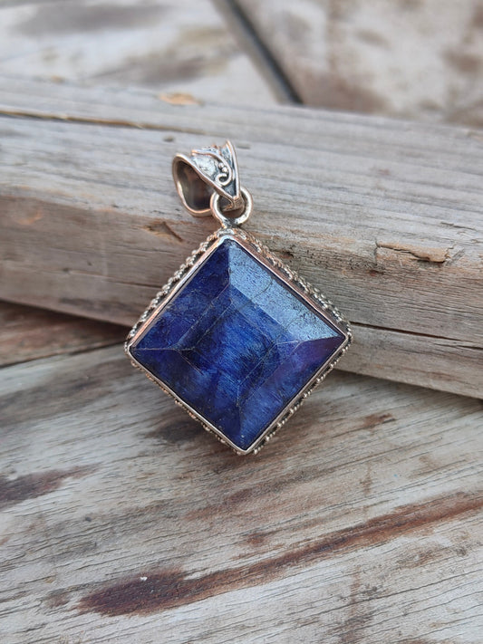 Handmade Lapis Pendant of Solid 925 Sterling Silver, Beautiful Lapis Pendant, Boho Pendant Gift for her