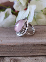 Boho Statement Ring - Rose Quartz Sterling Silver Ring - Hand Crafted Bohemian Ring-Bohemian Ring - Rose Quartz - Rings -Gift for