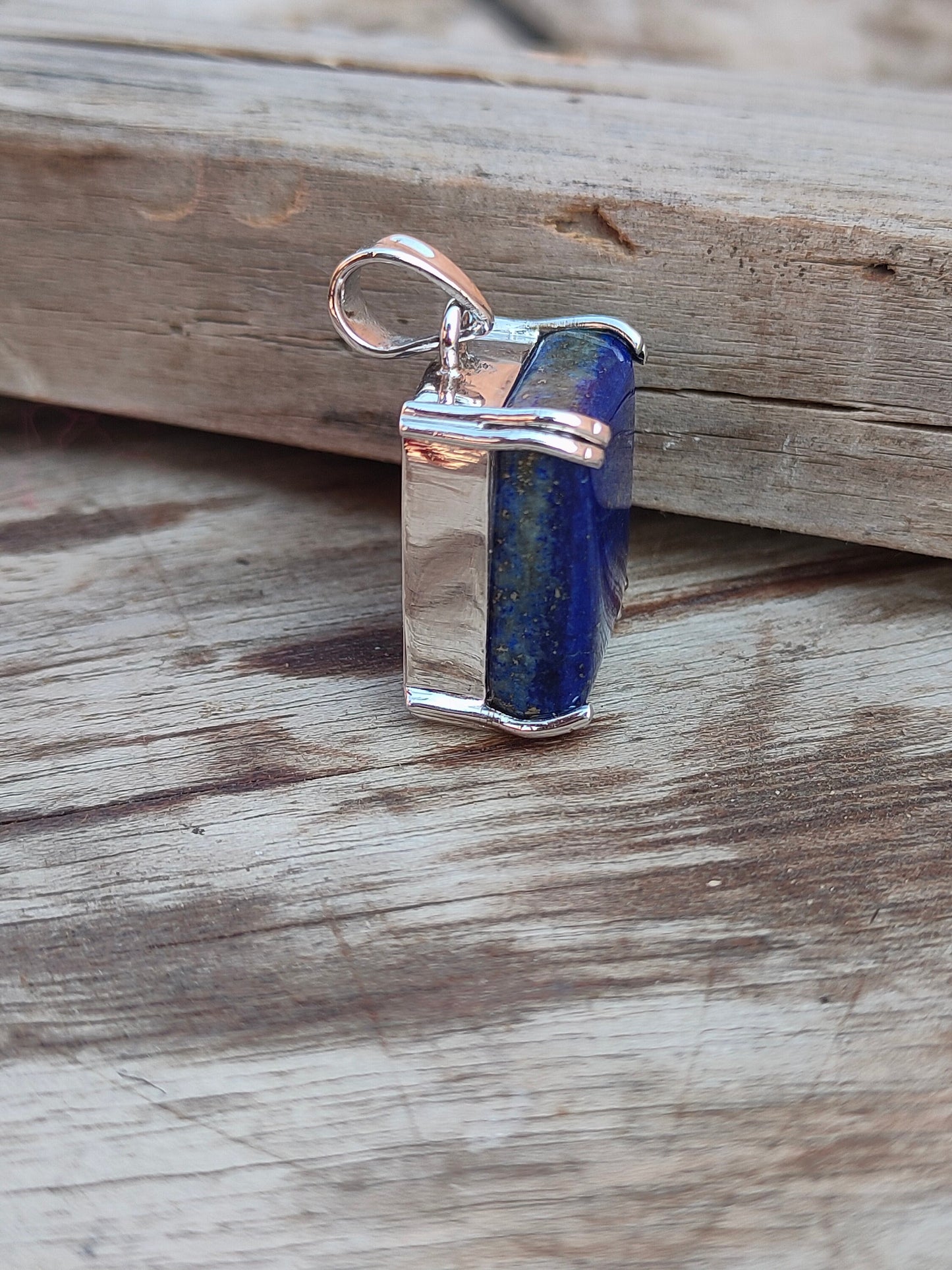 Handmade Lapis Pendant of Solid 925 Sterling Silver, Beautiful Lapis Pendant in Square Shape, Bezel Pendant Gift for her