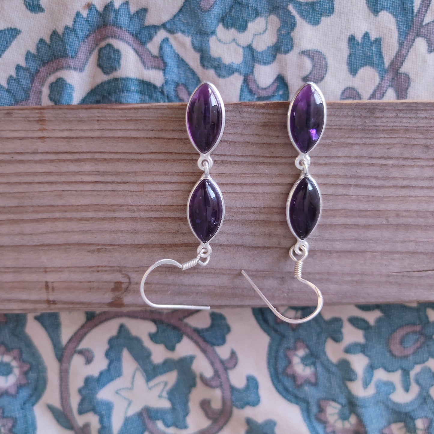 Natural Amethyst 925 Sterling Silver Handmade Earring,oval Shape Silver Earrings  Boho Earrings Gift for Her, 925 silver earrings