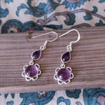 Natural Amethyst Sterling Silver Handmade Earring Amethyst  stone Silver Earrings  Daily Wearable Earrings Tear Drop Earrings Gift for Her