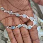 Moonstone bracelet - Silver Beaded Bracelet - Sterling Silver Bracelet - Dainty Silver Bracelet for Women Bracelets - Silver-dainty bracelet