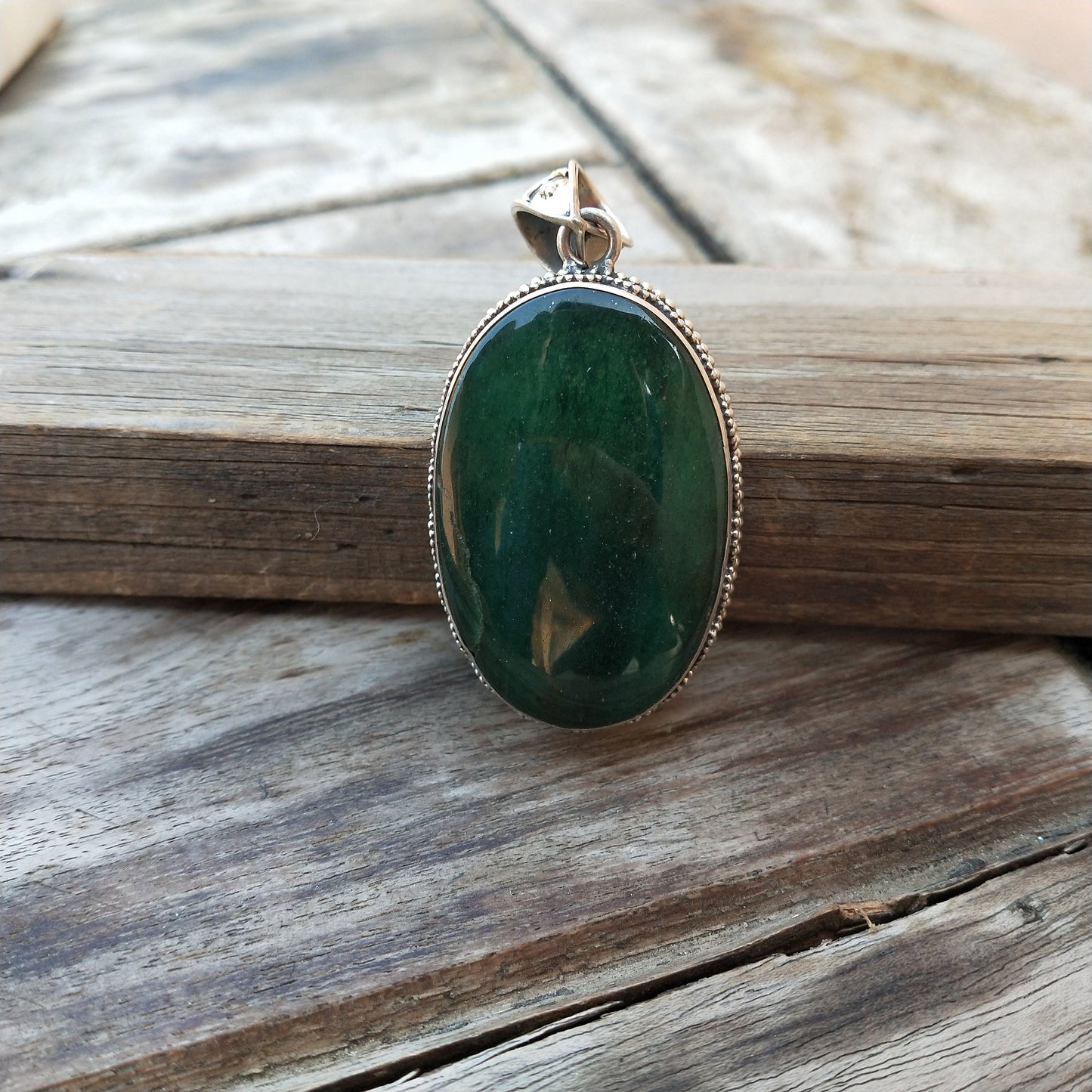 Green Aventurine Pendant in Solid 925-Sterling Silver | Gorgeous Handmade Aventurine Pendant | Boho Pendant Gift for Her