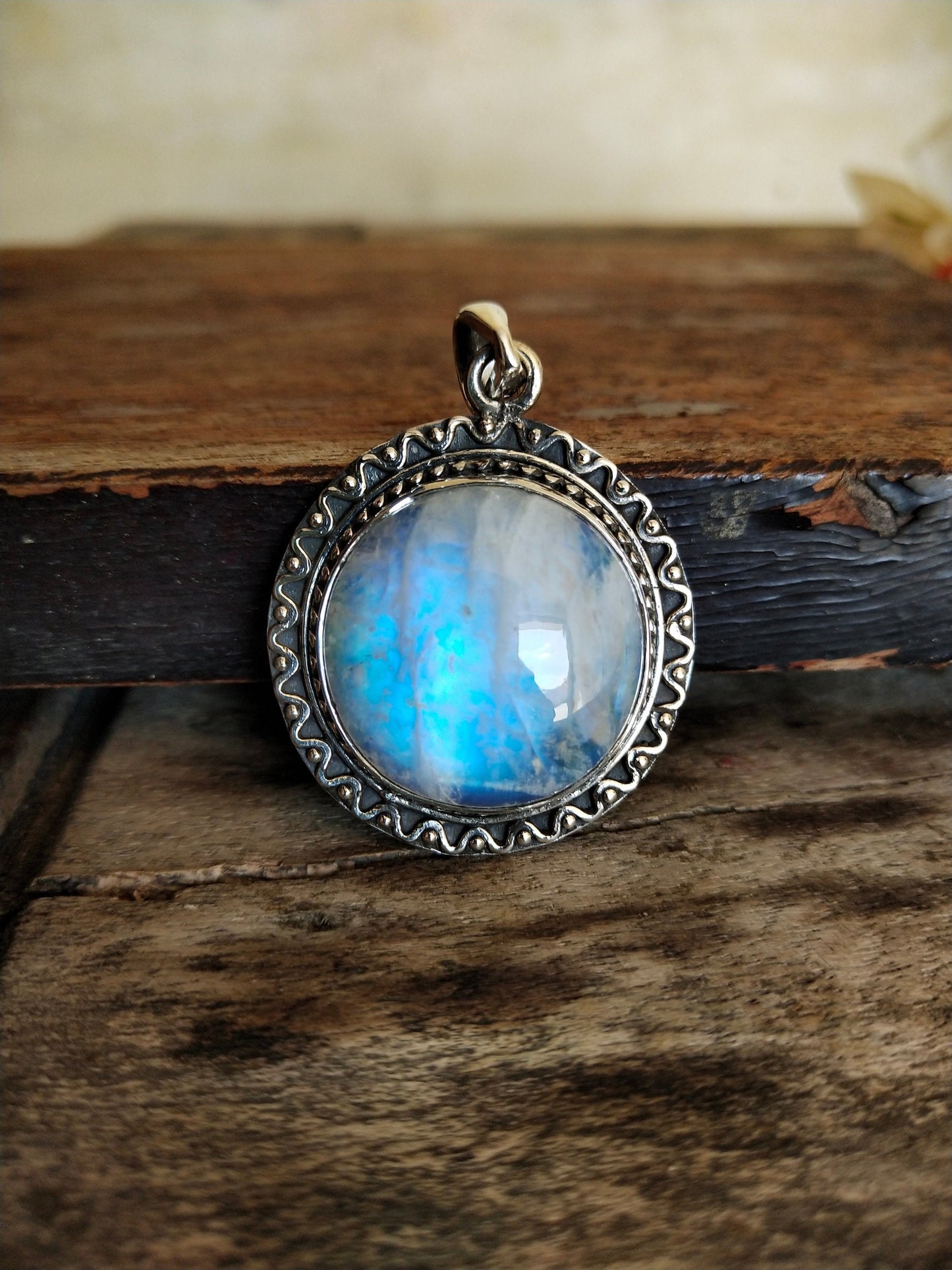 Rainbow Moonstone Pendant in Solid 925-Sterling Silver | Gorgeous Handmade Rainbow Moonstone Pendant | Boho Pendant Gift for Her