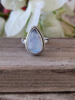 Boho  Ring - Rainbow Moonstone Sterling Silver Ring - Hand Crafted Bohemian Ring-Bohemian Ring - Rainbow Moonstone  - Rings -Gift for her