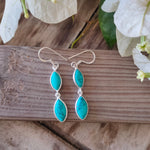 Turquoise Sterling Silver Handmade Earring Turquoise Stone Marquise Shape Silver Earrings  Boho Earrings Gift for Her