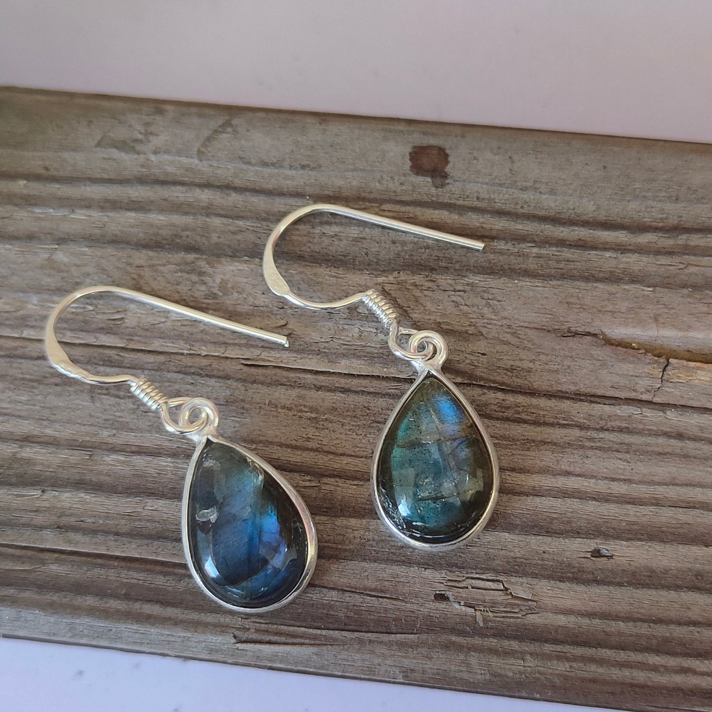 Labradorite Sterling Silver Handmade Earring | Labradorite Stone | Daily Wearable Earrings in Teardrop Shape - Earrings -  Gift for Her