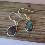 Labradorite Sterling Silver Handmade Earring | Labradorite Stone | Daily Wearable Earrings in Teardrop Shape - Earrings -  Gift for Her