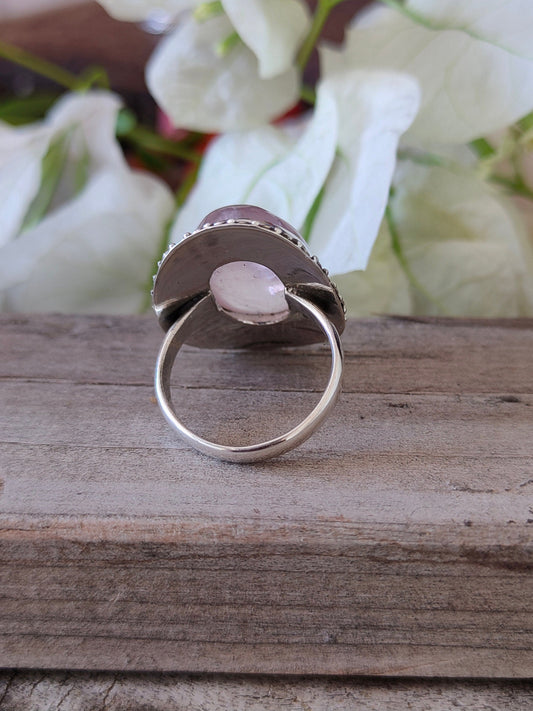 Boho Statement Ring - Rose Quartz Sterling Silver Ring - Hand Crafted Bohemian Ring-Bohemian Ring - Rose Quartz - Rings -Gift for