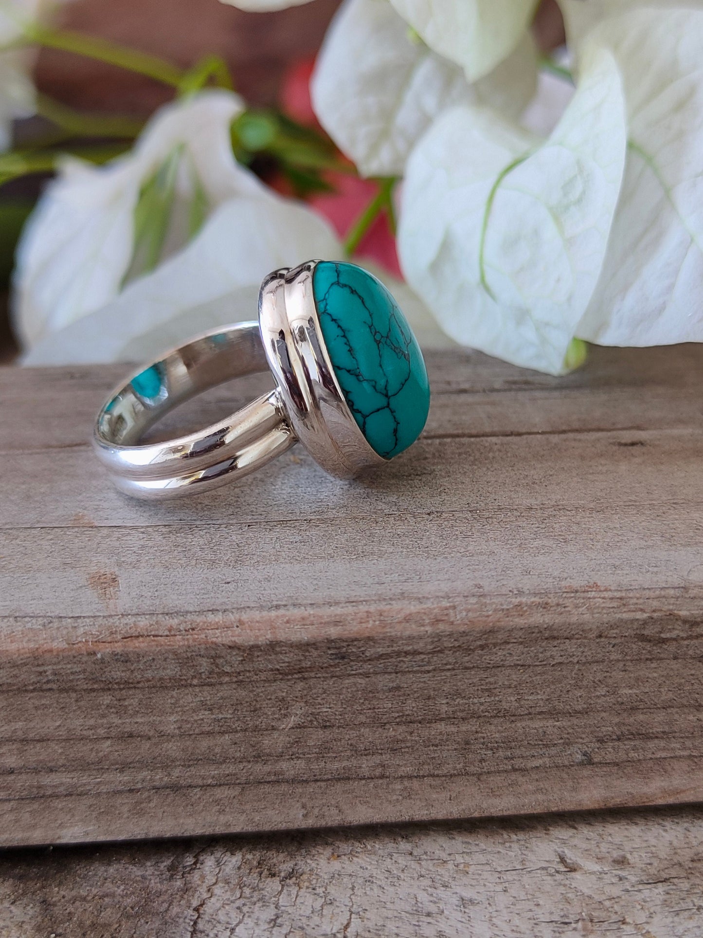 Turquoise Boho  Ring - Turquoise Sterling Silver Ring - Hand Crafted Bohemian Ring-Bohemian Ring - Turquoise - Rings -Gift for - bohemian