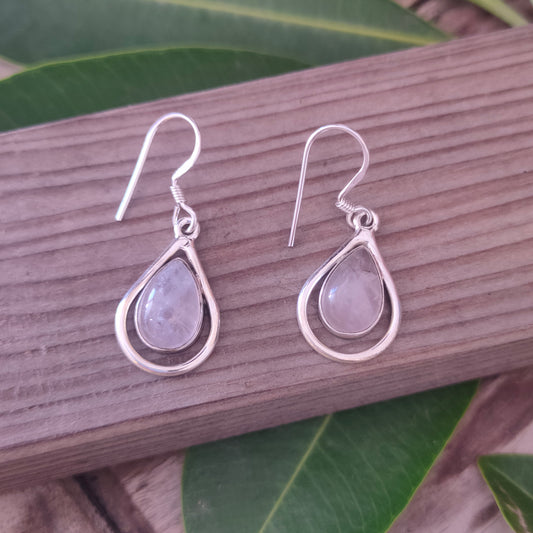 Rose Quartz 925 Sterling Silver Handmade Earring Rose Quartz Teardrop Shape Silver Earrings  Boho Earrings Gift for Her
