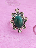 Malachite Green Stone  Ring- Sterling Silver Ring - Hand Crafted Bohemian Ring - Bohemian Malachite  stone Ring - Rings - Gift for