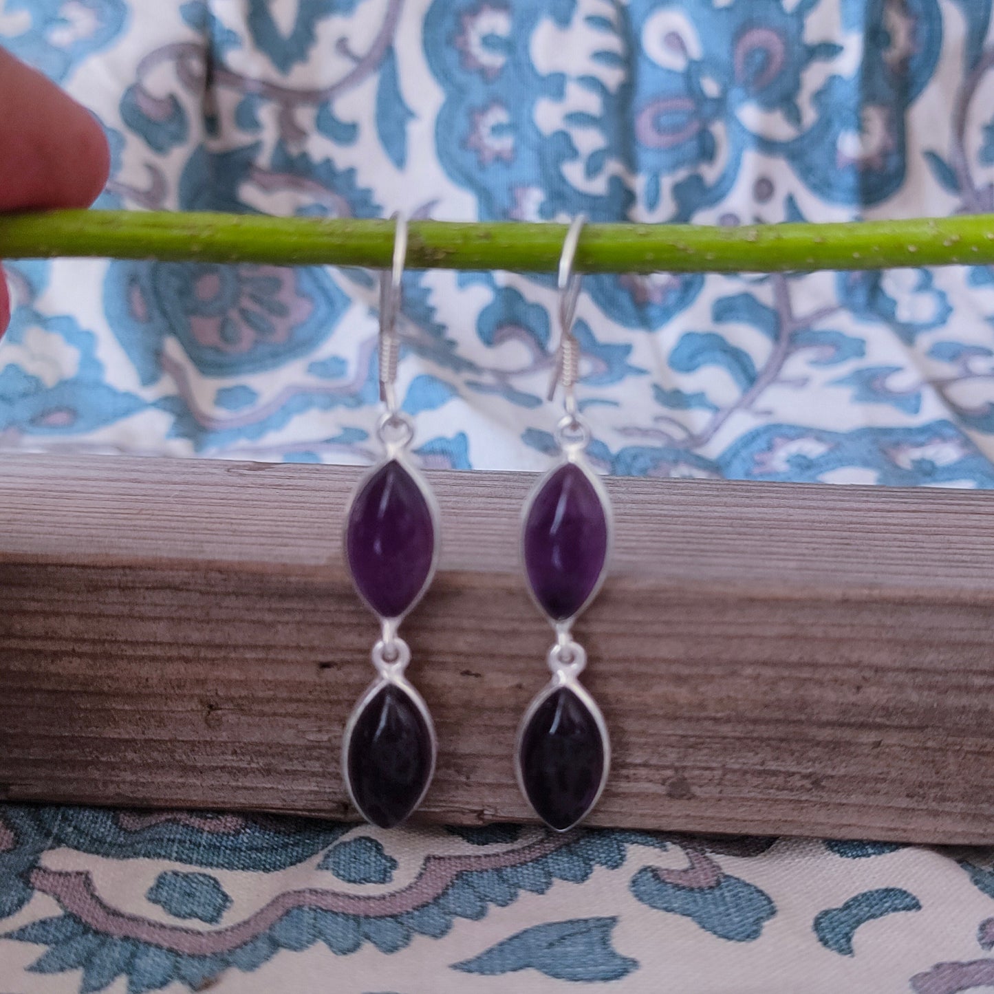 Natural Amethyst 925 Sterling Silver Handmade Earring,oval Shape Silver Earrings  Boho Earrings Gift for Her, 925 silver earrings