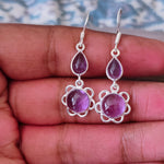 Natural Amethyst Sterling Silver Handmade Earring Amethyst  stone Silver Earrings  Daily Wearable Earrings Tear Drop Earrings Gift for Her