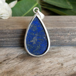 Lapis Pendant in Solid 925-Sterling Silver | Gorgeous Handmade Carved Lapis Pendant | Boho Pendant Gift for Her