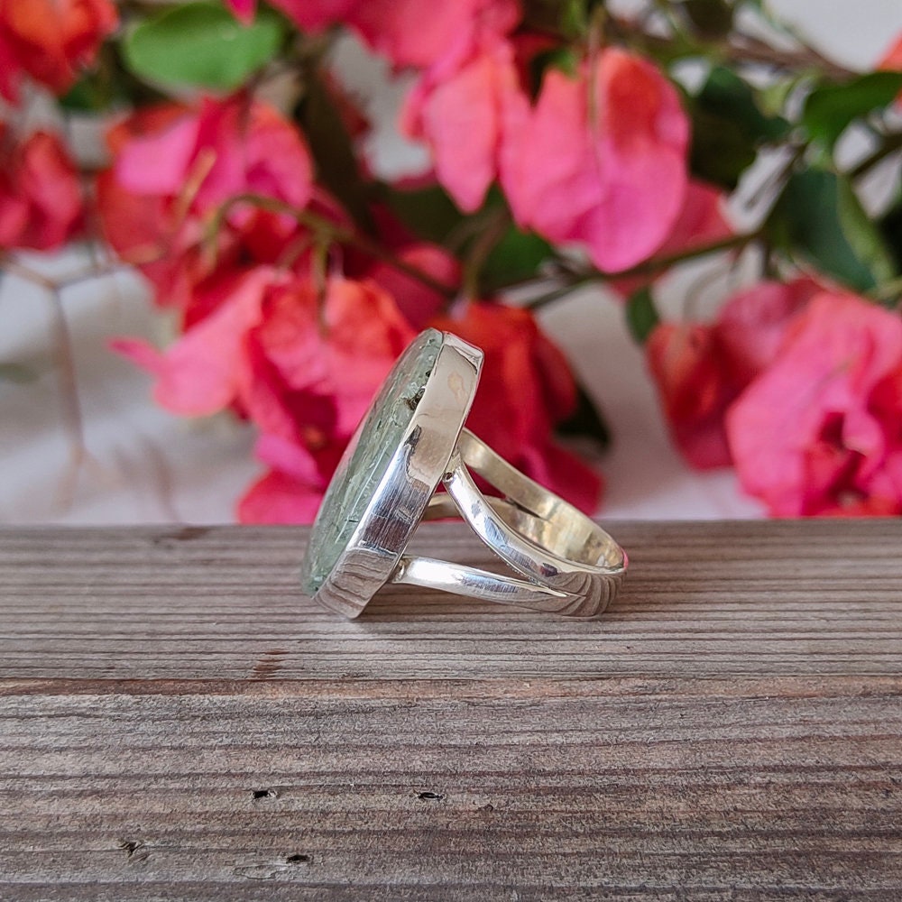 Green Rutile Quartz Sterling Silver Ring , 925 Silver gemstone ring , boho wedding ring , Silver rings , handmade ring , Gift for her