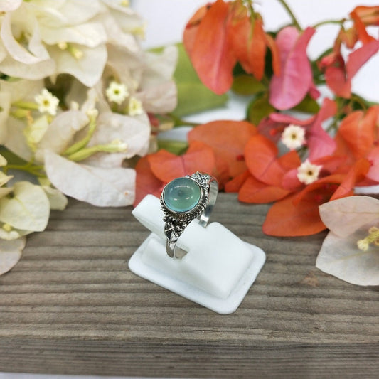 Bijoux d'été minimalistes Bague en argent sterling Aqua Blue Calcy - Bague bohème fabriquée à la main - Bague bohème - Bagues Aqua Blue Calcy - Cadeau pour