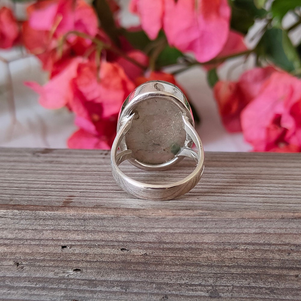 Green Rutile Quartz Sterling Silver Ring , 925 Silver gemstone ring , boho wedding ring , Silver rings , handmade ring , Gift for her