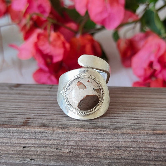 Jasper Sterling Silver Handmade Adjustable ring Jasper Stone Daily Wearable Rings in Round Shape Boho rings Gift for Her, Adjustable Ring