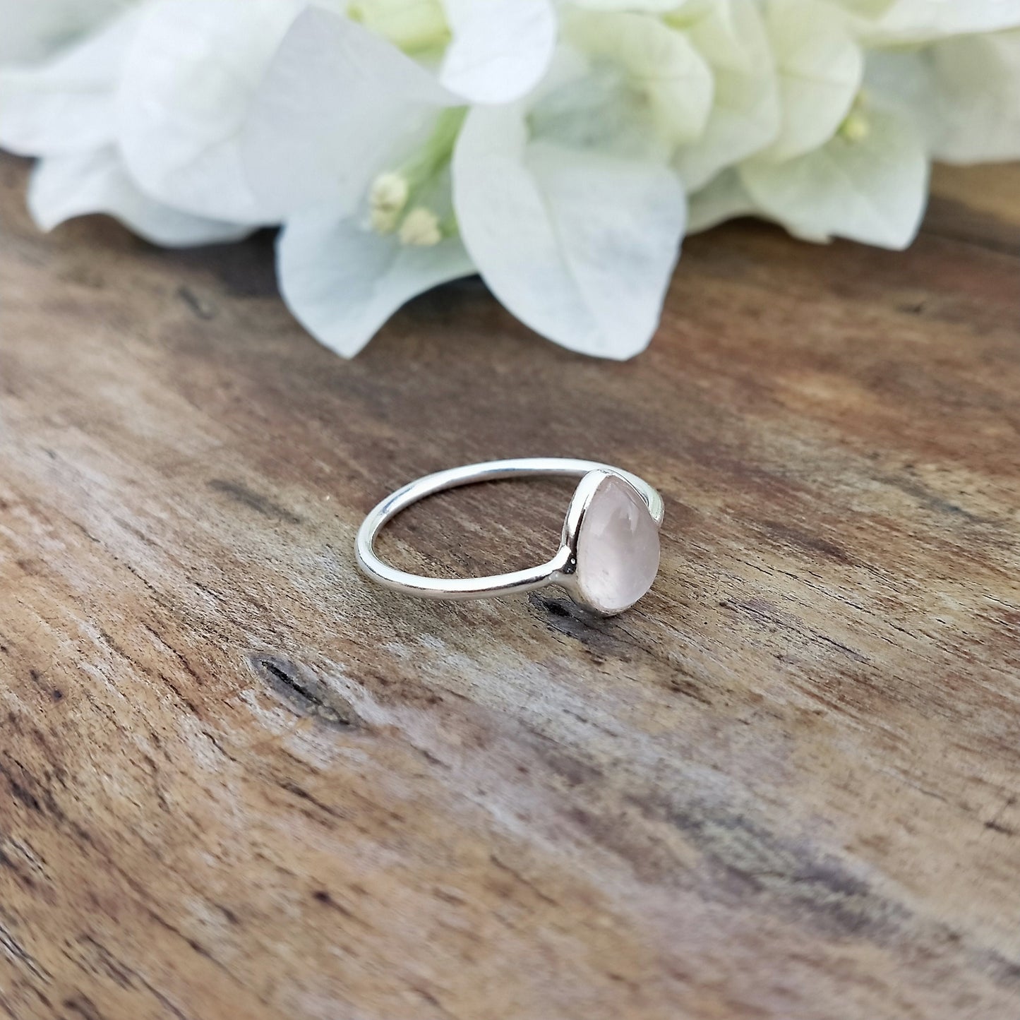 Rose Quartz Sterling Silver Ring - Boho Statement Ring - Hand Crafted Bohemian Ring-Bohemian Ring- Rose Quartz - Rings -Gift for her - Gifts