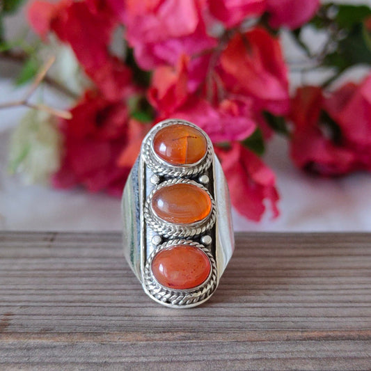 Beautiful Carnelian Boho Ring - 925 Sterling Silver Ring -Carnelian  Bohemian Ring -Silver Ring -Statment Ring - Rings - Gift for her,