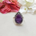 Natural Amethyst Gemstone  Ring - Amethyst Sterling Silver Ring - Hand Crafted Bohemian Ring-Bohemian Ring - Amethyst - free shipping ring