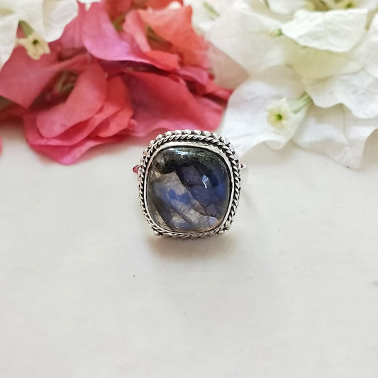 Labradorite  Boho  Ring -925 Sterling Silver Ring - Hand Crafted Bohemian Ring- Labradorite Ring- Rings -Gifts for her-Gifts -Wedding Gifts