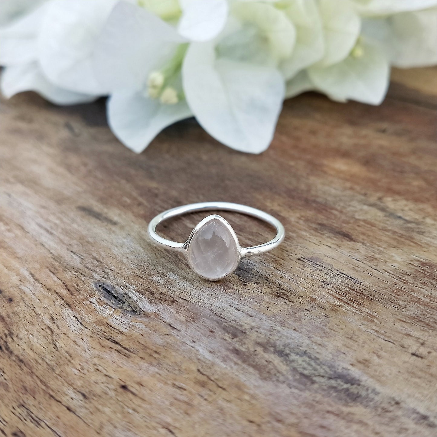 Rose Quartz Sterling Silver Ring - Boho Statement Ring - Hand Crafted Bohemian Ring-Bohemian Ring- Rose Quartz - Rings -Gift for her - Gifts