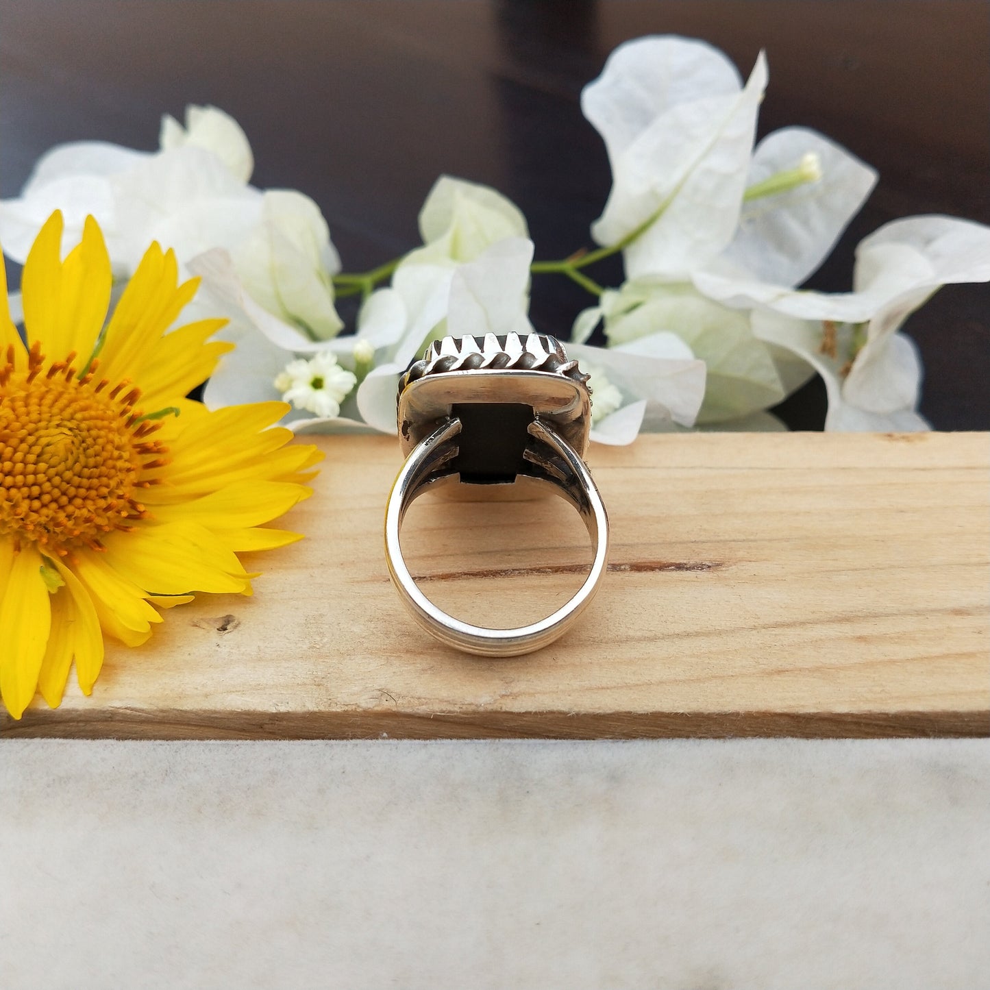 Abalone Shell Boho Ring - Boho Statement Ring - 925 Sterling Silver Ring - Hand Crafted Bohemian Ring-Bohemian Ring -  Rings -Gift for