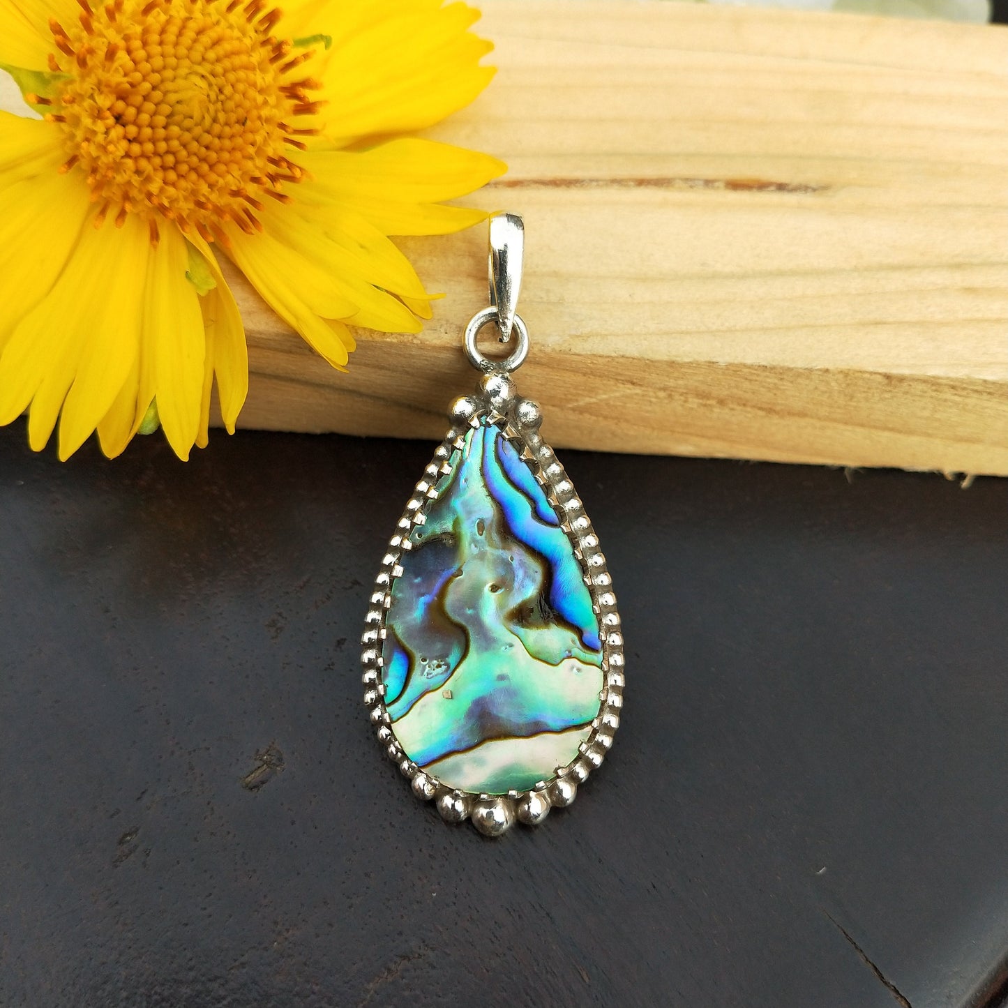 Abalone Shell Pendant in Solid 925-Sterling Silver | Gorgeous Handmade Abalone Pendant | Boho Pendant Gift for Her