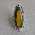 Boho Statement Ring - Yellow  Calci Sterling Silver Ring - Hand Crafted Bohemian Ring-Bohemian Ring - Yellow Calci Rings -Gift for her Gifts