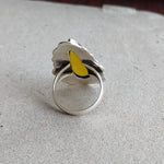 Boho Statement Ring - Yellow  Calci Sterling Silver Ring - Hand Crafted Bohemian Ring-Bohemian Ring - Yellow Calci Rings -Gift for her Gifts