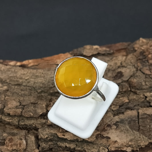 Boho Statement Ring - Yellow  Calci Sterling Silver Ring - Hand Crafted Bohemian Ring-Bohemian Ring - Yellow Calci Rings -Gift for her Gifts