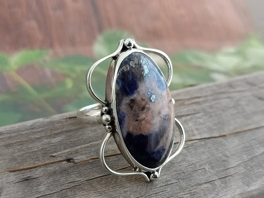 Beautiful Sodalite GemStone Ring - 925 Sterling Silver Ring - Boho Ring - Wedding Rings - Silver Rings- gifts for her -Bohemian Ring