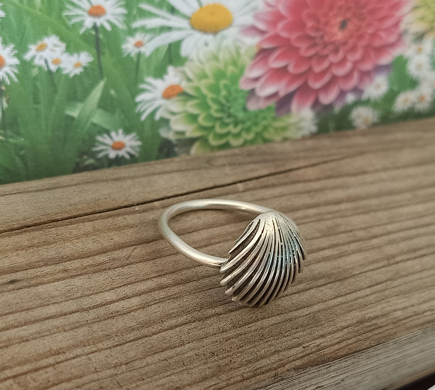 Sea Shell sterling silver ring , handmade silver ring, stacking silver ring , charm silver ring , handcrafted boho ring , silver ring ,ring