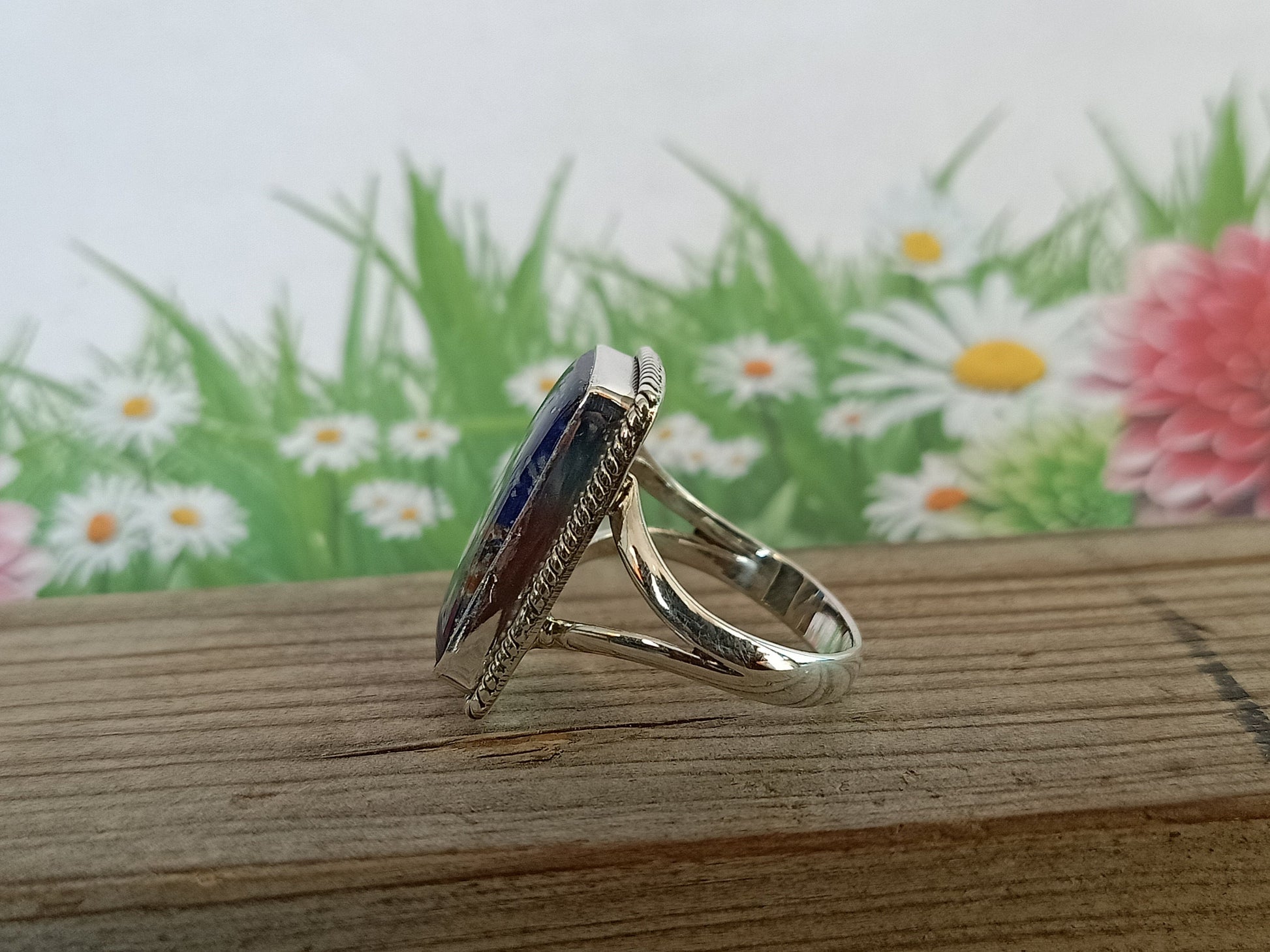 Boho Statement Ring - Sodalite Gemstone Sterling Silver Ring - Hand Cr ...