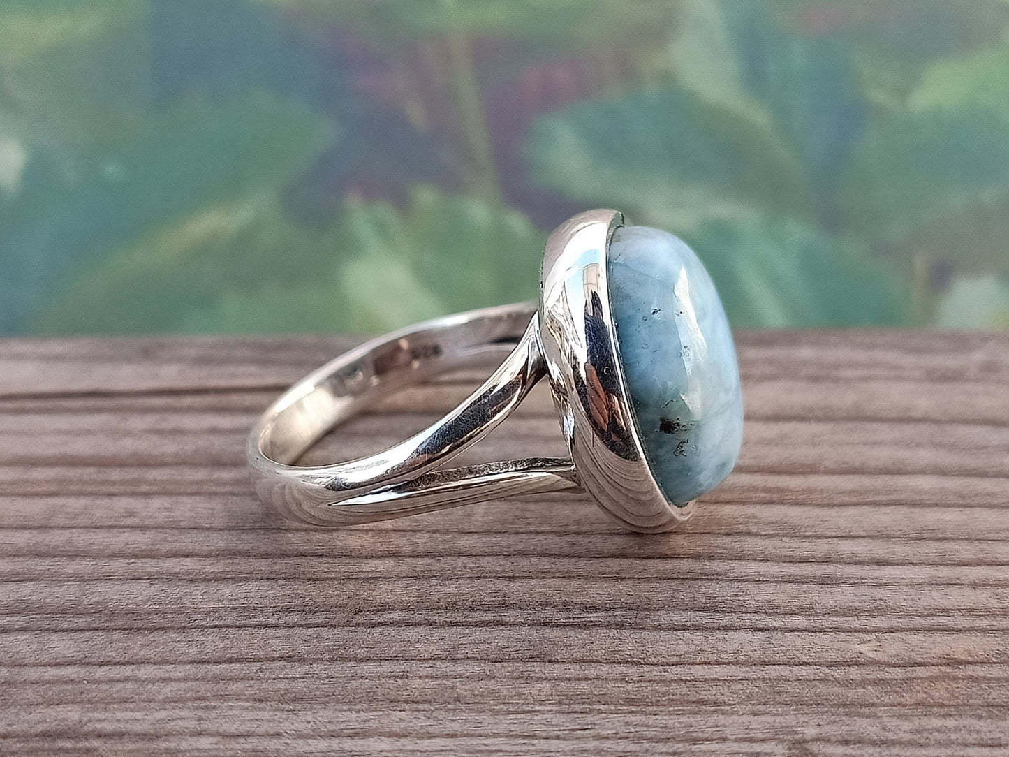 Natural Larimar top quality Stone ring - Larimar ring - 925 sterling silver ring - Oval shape ring - wedding Rings - silver rings- gifts