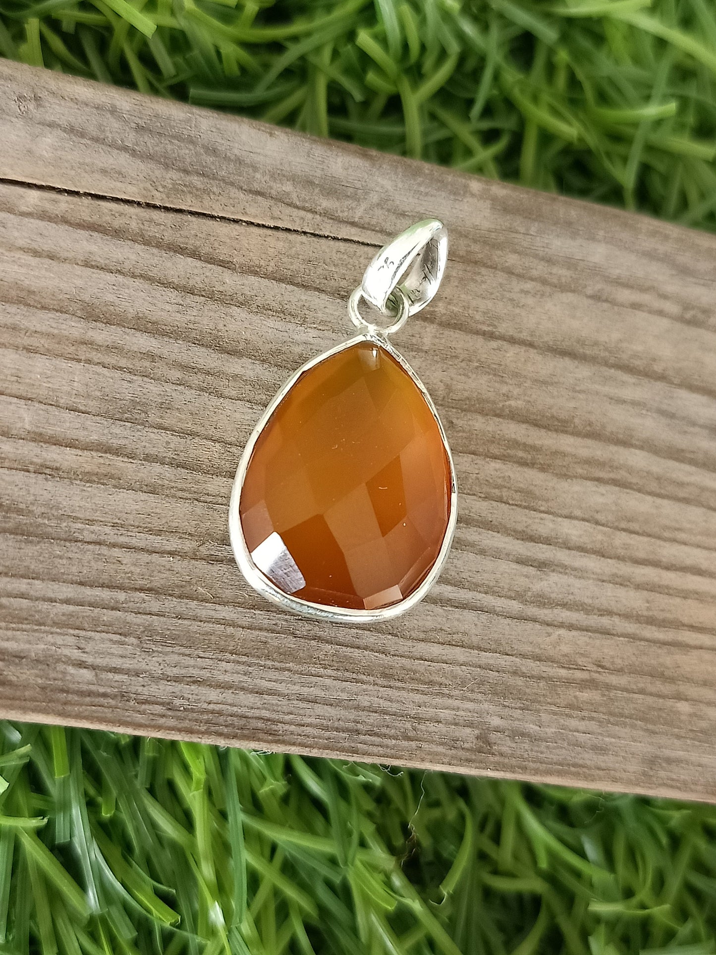 Natural Orange Calci Pendant of Solid 925 Sterling Silver, Beautiful Orange Calci Pendant, Boho Pendant Gift for her- Orange Pendant