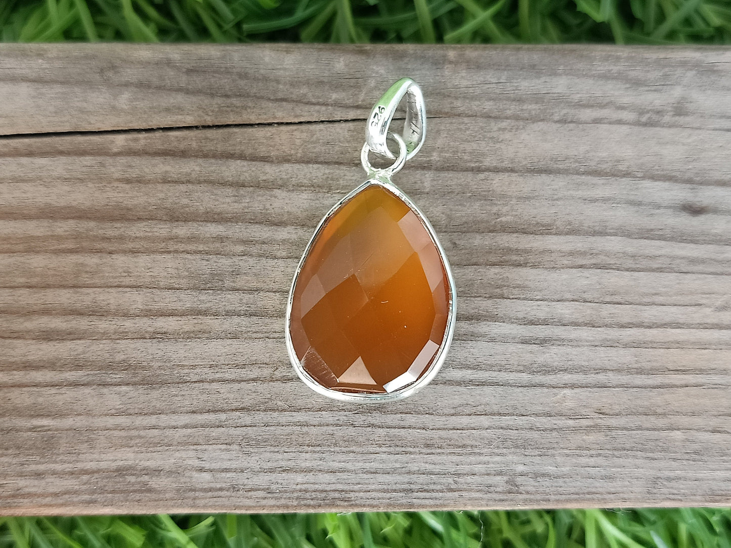 Natural Orange Calci Pendant of Solid 925 Sterling Silver, Beautiful Orange Calci Pendant, Boho Pendant Gift for her- Orange Pendant