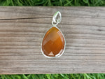 Natural Orange Calci Pendant of Solid 925 Sterling Silver, Beautiful Orange Calci Pendant, Boho Pendant Gift for her- Orange Pendant