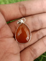 Natural Orange Calci Pendant of Solid 925 Sterling Silver, Beautiful Orange Calci Pendant, Boho Pendant Gift for her- Orange Pendant