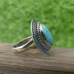 composite Turquoise  Gemstone Boho  Ring - 925 Sterling Silver Ring - Turquoise  Ring - Bohemian Ring - Turquoise ring- Rings - Gift for
