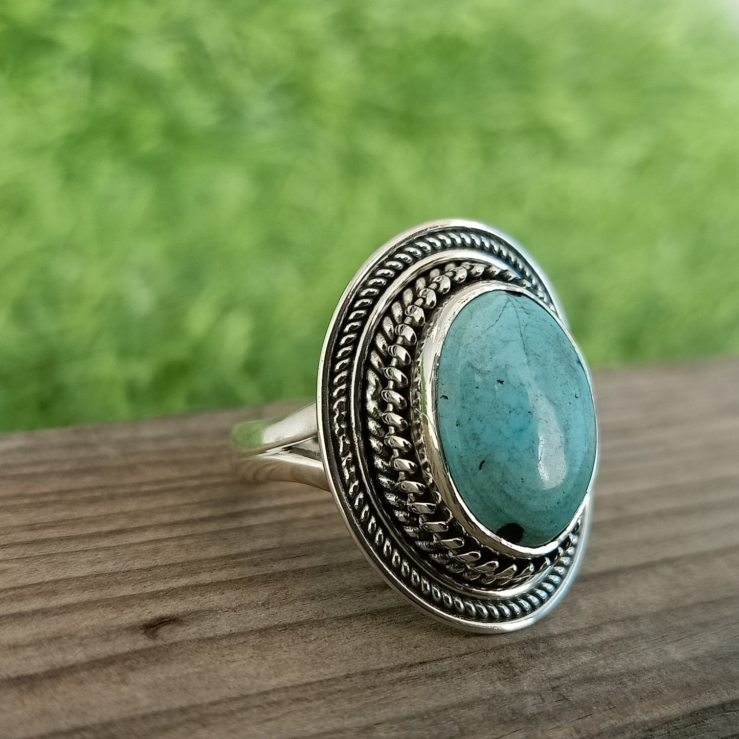 composite Turquoise  Gemstone Boho  Ring - 925 Sterling Silver Ring - Turquoise  Ring - Bohemian Ring - Turquoise ring- Rings - Gift for