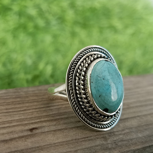composite Turquoise  Gemstone Boho  Ring - 925 Sterling Silver Ring - Turquoise  Ring - Bohemian Ring - Turquoise ring- Rings - Gift for